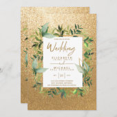 Moderne smaragdgroene gouden groene trouwkaarten kaart (Voorkant / Achterkant)