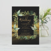 Moderne smaragdgroene gouden groene trouwkaarten kaart (Staand voorkant)