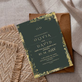 Moderne Smaragdgroene Gouden Trouw Kaart