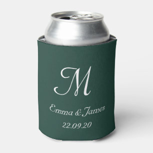 Moderne smaragdgroene monogram trouwfeest favor blikjeskoeler