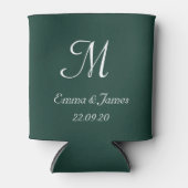 Moderne smaragdgroene monogram trouwfeest favor blikjeskoeler (Voorkant)