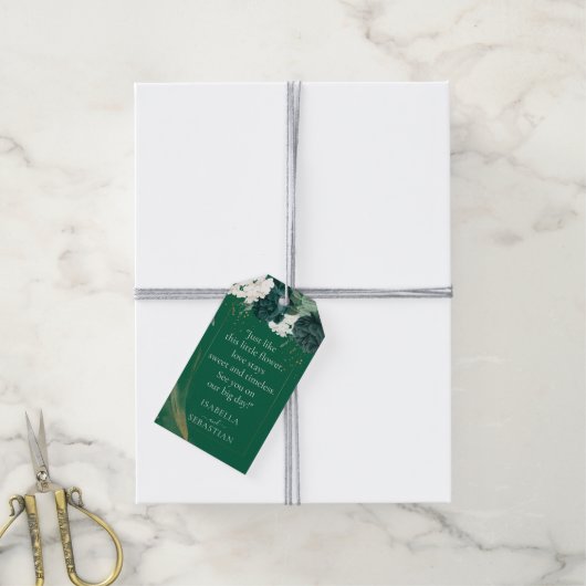 Moderne smaragdgroene rozenbruiloft cadeaulabel (Met Touw)
