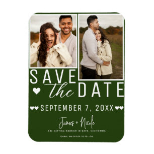 Moderne Smaragdgroene Save the Date 2 Foto Bruilof Magneet