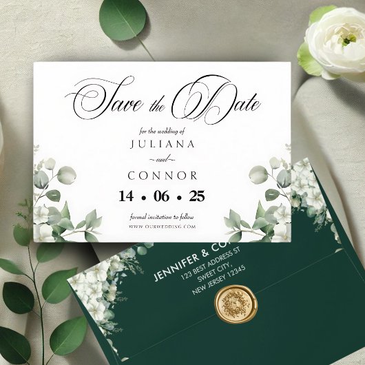 Moderne Smaragdgroene Save The Date Kaart