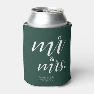 Moderne smaragdgroene stijlvolle Mr & Mrs trouwset Blikjeskoeler