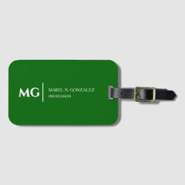 Moderne Smaragdgroene Trendy Stijlvolle Monogram Bagagelabel