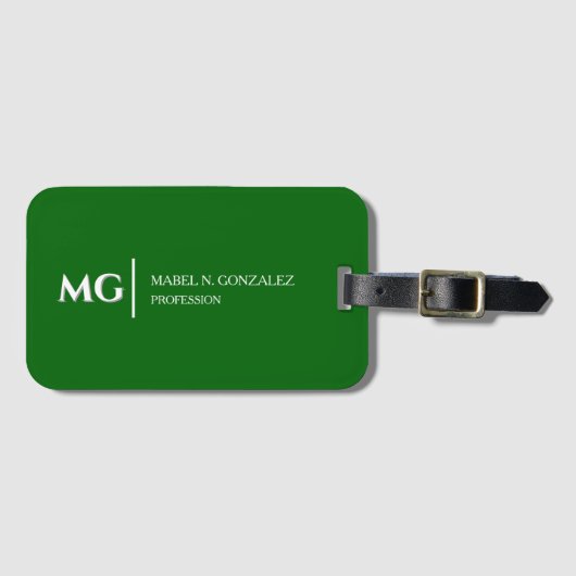 Moderne Smaragdgroene Trendy Stijlvolle Monogram Bagagelabel (Voorkant (horizontaal))