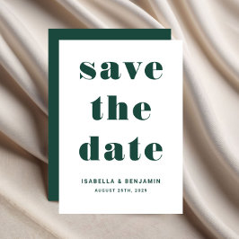 Moderne smaragdgroene typografie bruiloft save the date