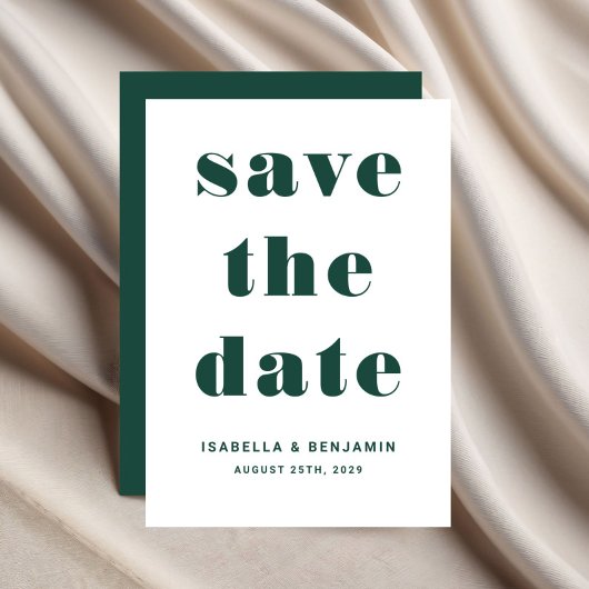 Moderne smaragdgroene typografie bruiloft save the date