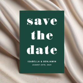 Moderne smaragdgroene typografie bruiloft save the date