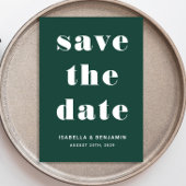 Moderne smaragdgroene typografie bruiloft save the date