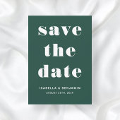 Moderne smaragdgroene typografie bruiloft save the date