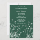 Moderne Smaragdgroene & Witte Wilde Bloemen Bruilo Kaart (Voorkant)