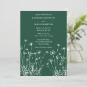 Moderne Smaragdgroene & Witte Wilde Bloemen Bruilo Kaart (Staand voorkant)