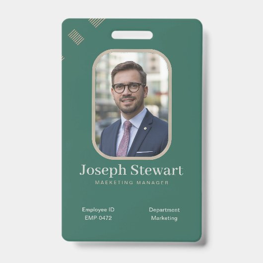 Moderne Smaragdgroene Zakelijke ID-badge Badge (Voorzijde)