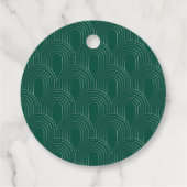Moderne Smaragdgroene & Zilveren Boog Bedankjes Labels (Achterkant)