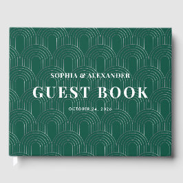 Moderne Smaragdgroene & Zilveren Boog Gastenboek