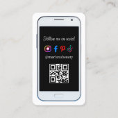 Moderne Smartphone Social Media Foto QR Code Visitekaartje (Achterkant)