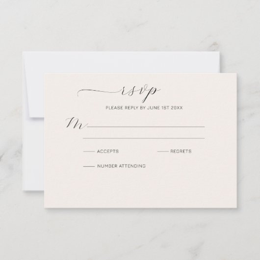 Moderne Smokey Gold Line en Floral Ampersand RSVP (Voorkant)