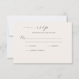Moderne Smokey Gold Line en Floral Ampersand RSVP Kaartje