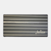 Moderne Smokey Grijze Strepen met Naam Monochromat Bureaumat (Voorkant)