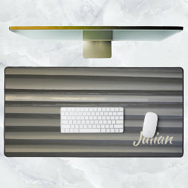 Moderne Smokey Grijze Strepen met Naam Monochromat Bureaumat