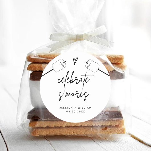Moderne S'mores huwelijksfeest Favor Kit Ronde Sticker