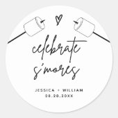 Moderne S'mores huwelijksfeest Favor Kit Ronde Sticker (Voorkant)