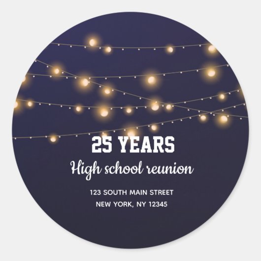 Moderne snaarlichten ronde sticker (Voorkant)