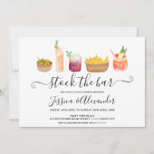 Moderne snacks cocktails waterverf paren douchen kaart (Voorkant)