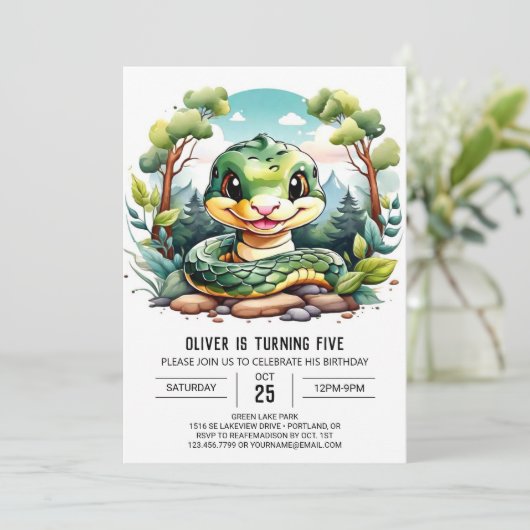 Moderne Snake Kinder feestdag Kaart (Staand voorkant)