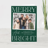 Moderne Snapshot Green Merry en Bright 2 Foto Feestdagen Kaart (Voorkant)