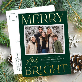 Moderne Snapshot Groen Prettig Kerstfeest Foto Folie Feestdagen Briefkaart