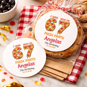 Moderne Snee Snee Jongen Zes Zeven Verjaardagsfees Ronde Sticker