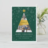 Moderne sneeuw- en goudkoortskerstboom Foto-Lijst Kaart (Staand voorkant)