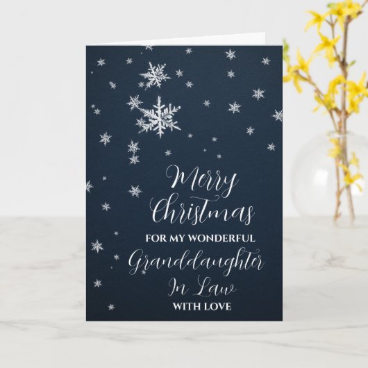 Moderne Sneeuw Grote Kleindochter In De Wet Kerst Kaart (Gele Bloem)