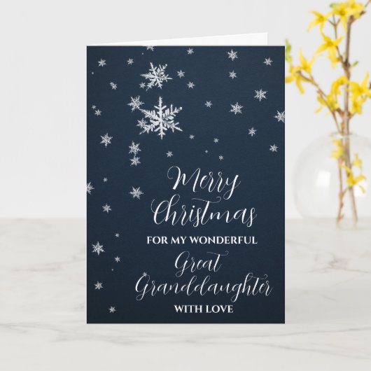 Moderne Sneeuw Grote Kleindochter Vrolijk Kerstfee Kaart (Gele Bloem)