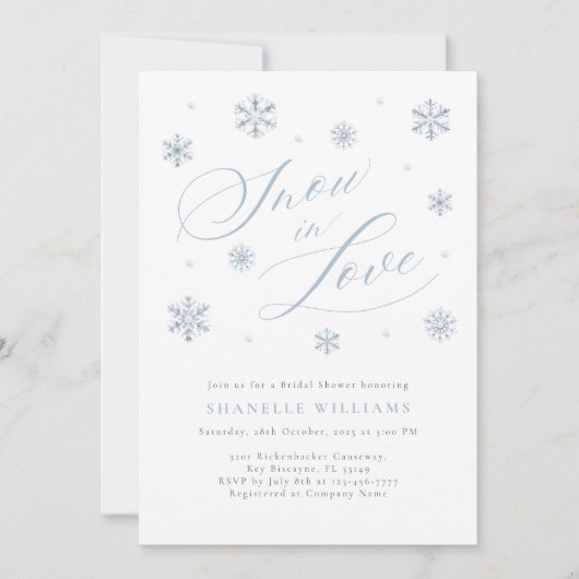 Moderne Sneeuw in Liefde Bruids Douche Uitnodiging (Voorkant)