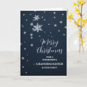 Moderne Sneeuw Kleindochter & Familie Kerstmis Kaart (Gele Bloem)