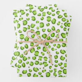 Moderne Sneeuw Leopard Groene Dier Print Chic Gift Inpakpapier Vel