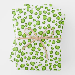 Moderne Sneeuw Leopard Groene Dier Print Chic Gift Inpakpapier Vel