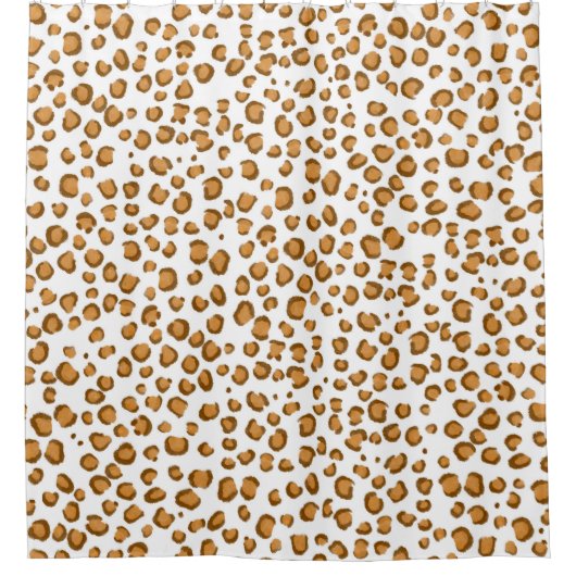 Moderne Sneeuw Luipaard Dierenprint Bruin Neutraal Douchegordijn (Voorkant)