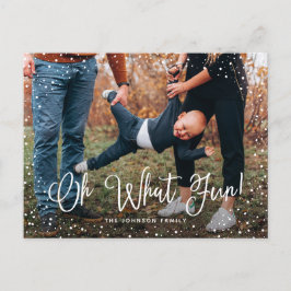 Moderne Sneeuw Script 2 Foto Feestdagenkaart