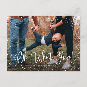 Moderne Sneeuw Script 2 Foto Feestdagenkaart