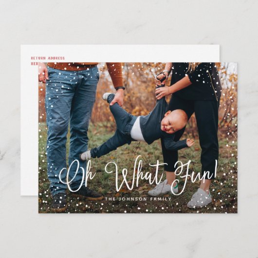 Moderne Sneeuw Script 2 Foto Feestdagenkaart (Voorkant / Achterkant)