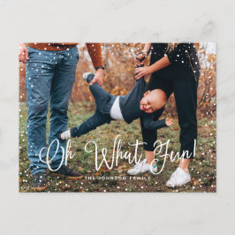 Moderne Sneeuw Script 2 Foto Feestdagenkaart