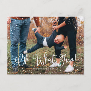 Moderne Sneeuw Script 2 Foto Feestdagenkaart