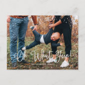 Moderne Sneeuw Script 2 Foto Feestdagenkaart (Voorkant)