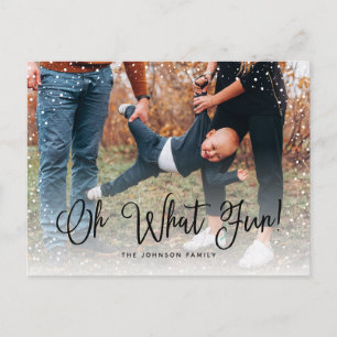 Moderne Sneeuw Script 2 Foto Feestdagenkaart