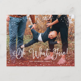 Moderne Sneeuw Script 2 Foto Feestdagenkaart